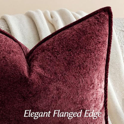 Classic Christmas Velvet Throw Pillow Covers 18x18 Inch Set of 4 - Ice Flower Texture