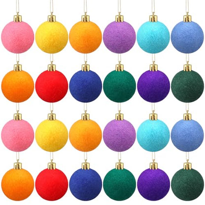 Vibrant 24 Pcs Felt Christmas Balls Ornaments for Tree - 1.57 Inch
