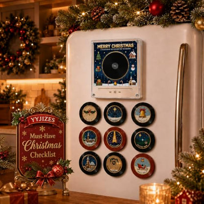 Mini Vinyl Record Storage & Music Box Decor with NFC Player - Christmas Edition - 1 Set