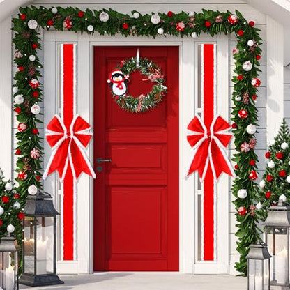 Christmas Cabinet Bows and Wreaths Set - Red White, Cute Variation