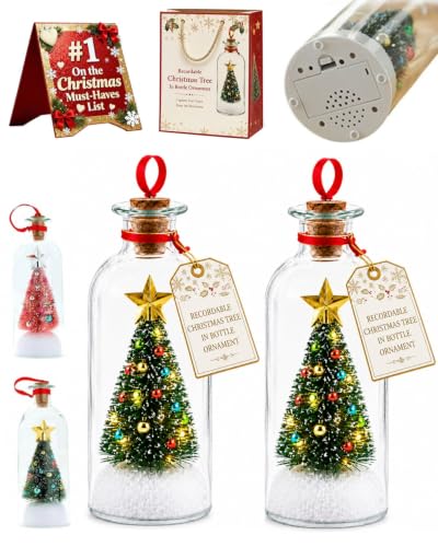 Recordable Christmas Tree Message in a Bottle Ornament 2pcs - Voice Greeting