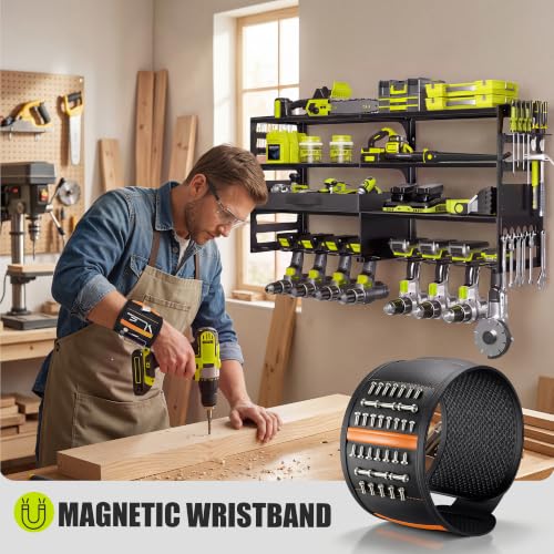 Gotega Heavy Duty Power Tool Wall Mount Organizer Black - 600lb Capacity