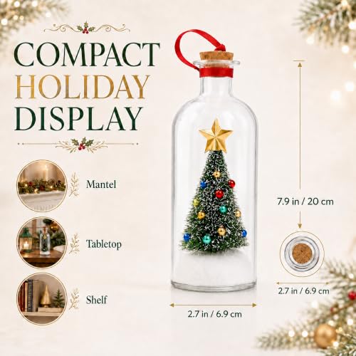 Recordable Christmas Tree Ornament in Glass Bottle - 30 Sec Voice Keepsake with Scene