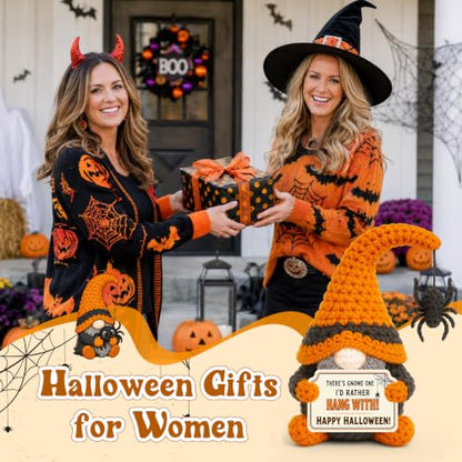 Halloween Basket Stuffer - Crochet Gnome Spooky Gift for Women & Teens