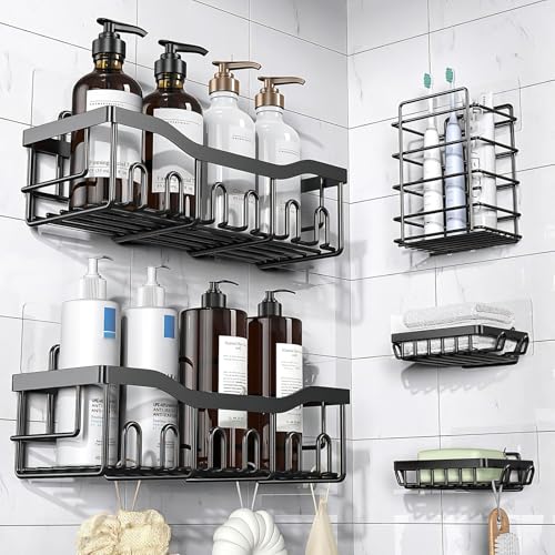 6-Pack Adhesive Shower Caddy Hooks - Waterproof Strong Bathroom & Kitchen Support