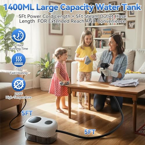 White 2500W High-Pressure Steam Cleaner for Home & Car Cleaning