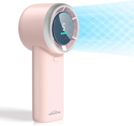 WHATOOK Portable Handheld Mini Fan - High-Speed Cooling with 10-Hour Battery Life | USB Rechargeable, Pink