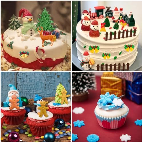 Christmas Silicone Molds - Snowflake Snowman Santa Tree Holly for Cake & Candy Decorating - Variation of Christmas Molds