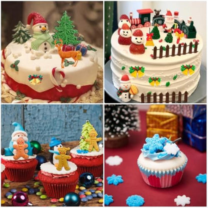 Christmas Silicone Molds - Snowflake Snowman Santa Tree Holly for Cake & Candy Decorating - Variation of Christmas Molds