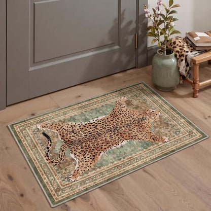 Olive 2x6 Cheetah Animal Print Rug Runner for Hallway - Leopard Pattern