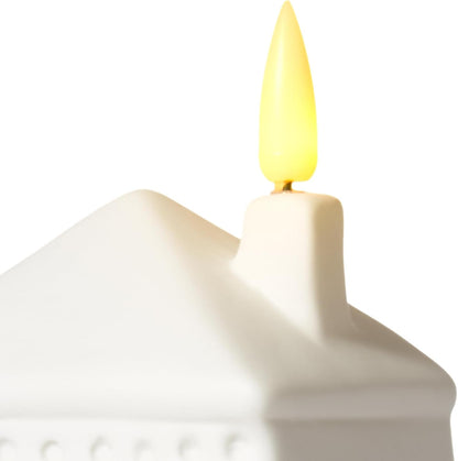 WDS WONDROUS Ceramic Christmas Village Set - Light Up Tabletop Decor | Set of 3 Flameless LED Houses