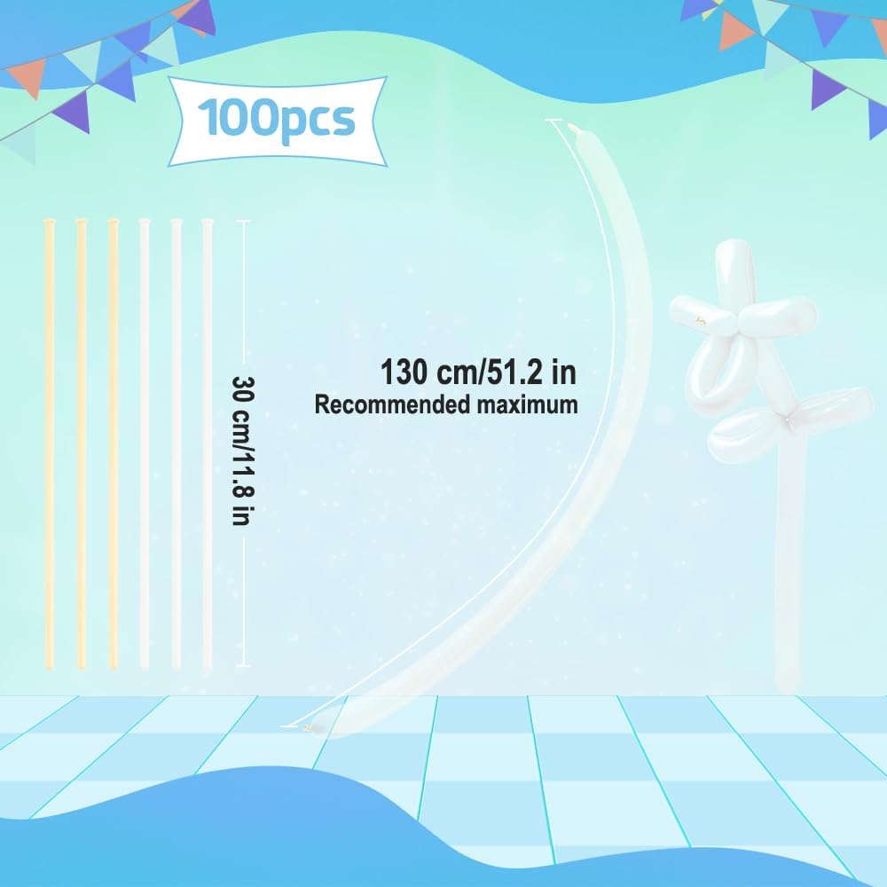 Skiennix 260 Balloons Set - 100PCS Animal Long Balloons & 50PCS Clear/White Balloons for Parties
