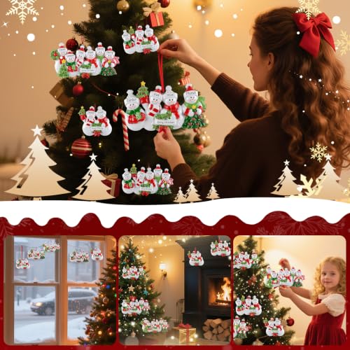 Personalized Family of 5 Snowman Christmas Ornament - Custom Holiday Decor