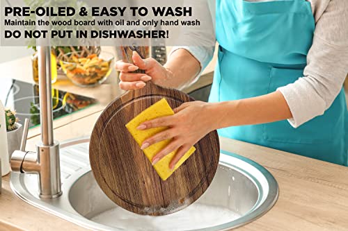 Homwoody Acacia Wood Cutting Boards with handle/Cheese Board-Acacia Cutting Board/Charcuterie Boards-Wood Cutting Board Set/Wooden Chopping Board Set of 3-Kitchen Gadgets