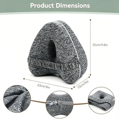 Knee Alignment Pillow for Side Sleepers - Memory Foam Leg Support with Adjustable Strap