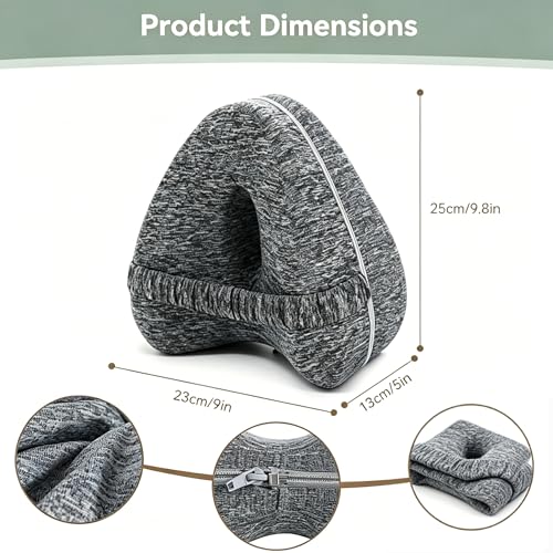 Knee Alignment Pillow for Side Sleepers - Memory Foam Leg Support with Adjustable Strap
