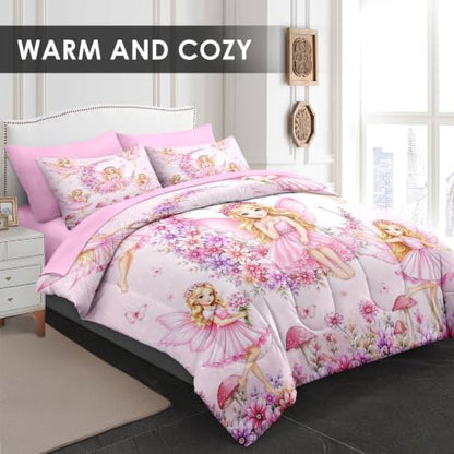 Fairy Princess Twin Comforter Set - WeCozy 5-Piece Bedding with Pillowcases & Sheets
