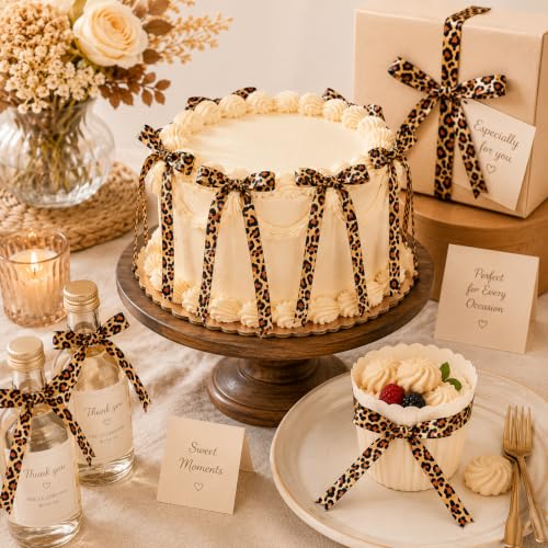 30 Pcs Leopard Cheetah Print Cake Bows Ribbon Party Decor