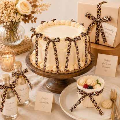 30 Pcs Leopard Cheetah Print Cake Bows Ribbon Party Decor