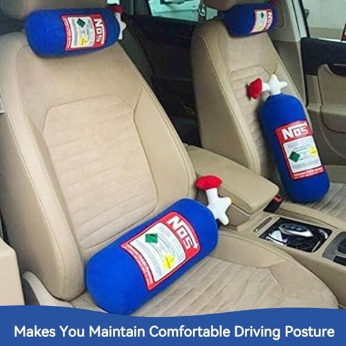 Car Neck Pillow, NOS Bottle Design Plush Car Headrest Pillow Neck Support Pillow for Car Seat, Office Chair, Travel, 11 x 4.7in (1)