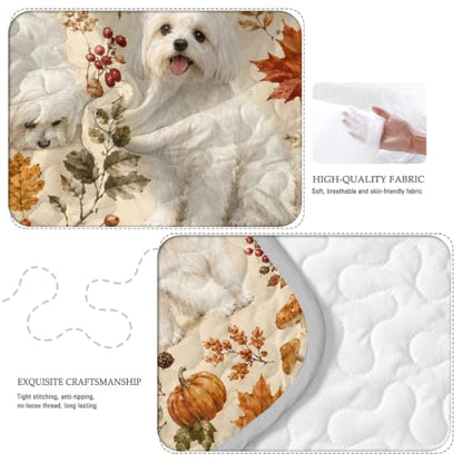 BlessLiving Maple Maltese Quilt Set - All-Season Microfiber Bedding, Full/Queen