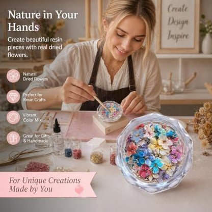 Color 6 Dried Flowers for Nail Art, Natural Pressed Botanical Accents, 1 Piece