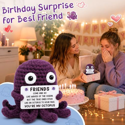 Friend Gift - Handmade Crochet Octopus for Best Friend, Sister, Coworker, or Work Bestie