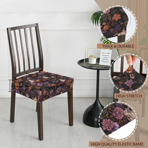 Halloween Chair Cushion Slipcover Set - Floral Ghost Pattern, 6 Pieces