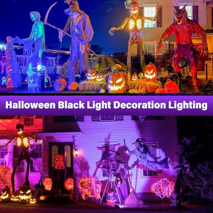 Rechargeable UV Black Light Portable Flood Light for Glow Parties Night Fishing Halloween
