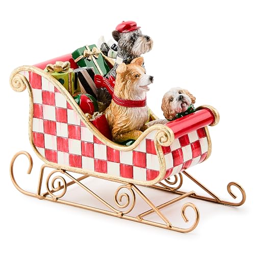Dog Sleigh Christmas Figurine - Holiday Home Decor & Seasonal Gift