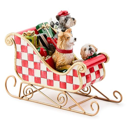 Dog Sleigh Christmas Figurine - Holiday Home Decor & Seasonal Gift