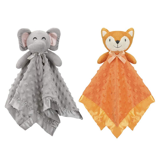 Pro Goleem Security Blanket - Elephant & Fox Design | Soft 16-Inch Comfort for Babies