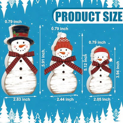 Christmas Snowman Wooden Table Decorations Set - Rustic Holiday Farmhouse Centerpiece