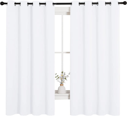NICETOWN Curtains - 50% Light Blocking Drapery Panels for Small Windows | 2 Panels, 55" x 68", White