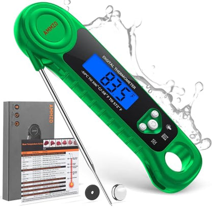 AMMZO Digital Meat Thermometer for Grilling, Candy Thermometer Instant Read Food Thermometer Waterproof with Backlight for Cooking, Deep Fry, BBQ, Grill, Smoker and Roast (Green)