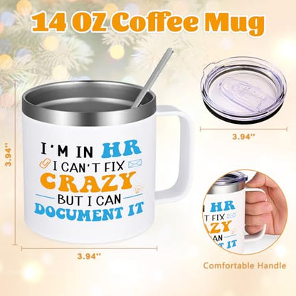 HR Gifts Insulated Mug - Human Resources Appreciation Gift, 14oz White HR Mug - Variation of HR