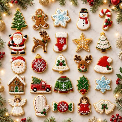 Christmas Cookie Cutters Set - 25 Holiday Stainless Steel Shapes with Style1