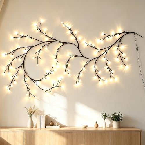 Willow Vine Lights Blossom Tree Branch String Lights USB Operated for Holiday & Indoor Decor - Plain Bare Lamp Variant