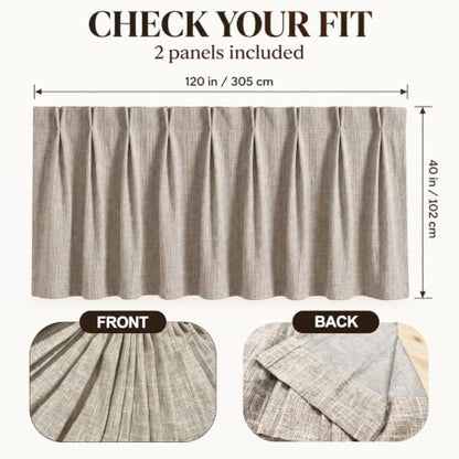 Premium Grey 2-Pack RV Windshield Curtains - 120 x 40 Inches Blackout Privacy Cover with Heavy-Duty Hooks
