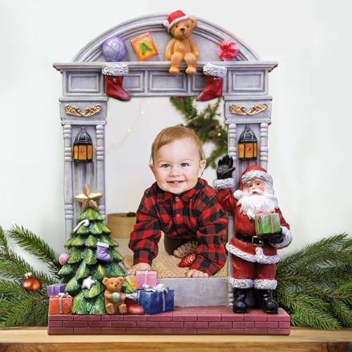 Light Up Christmas Picture Frame 4x6 Resin Santa & Tree Holiday Decor