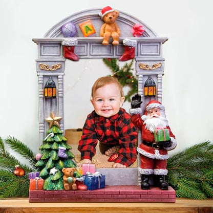 Light Up Christmas Picture Frame 4x6 Resin Santa & Tree Holiday Decor