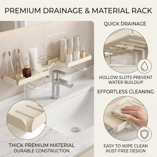 Foldable Over Sink Shelf Organizer Black 20in - Bathroom Faucet Storage
