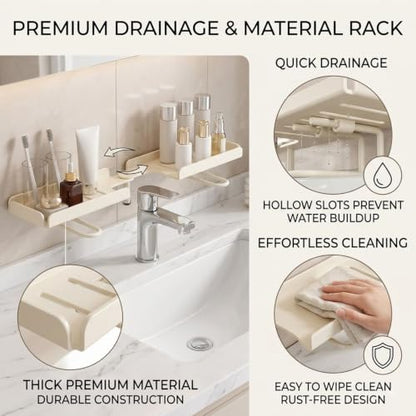 Foldable Over Sink Shelf Organizer Black 20in - Bathroom Faucet Storage