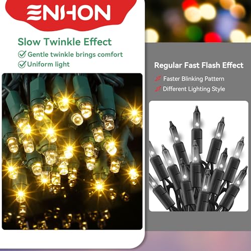 3 Pack Warm White Twinkling Christmas String Lights - 35Ft, Slow Flicker, Indoor Outdoor