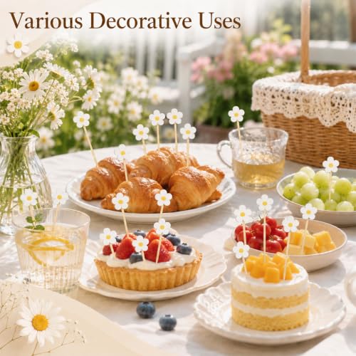 100 Pcs Daisy Floral Cocktail Picks for Fruit & Party Decor