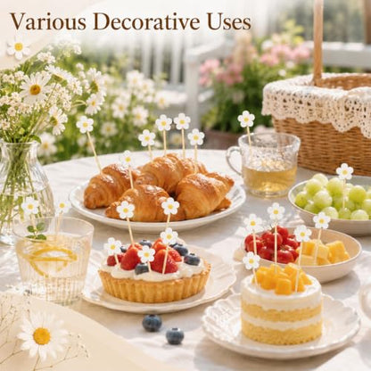 100 Pcs Daisy Floral Cocktail Picks for Fruit & Party Decor