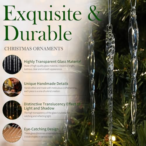 Handmade Clear Glass Icicle Ornaments 100-Piece Set Christmas Tree Decor - Variation of THIS listing