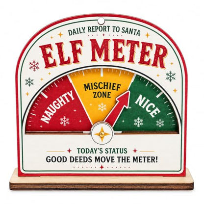 Funny Christmas Elf Meter Ornament - Naughty Nice Mischief Scale Decoration - Elfmeter 1