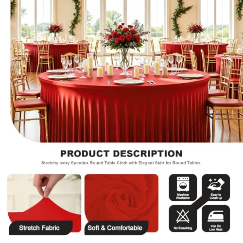 Red Round Tablecloth 72 Inch - 2 Pack Washable & Wrinkle Resistant for Holiday & Event Decor