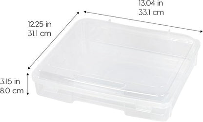 IRIS USA Board Game Storage Organizer - Snap-Tight Latch Lid, 6-Pack Plastic Case for Puzzles & Art Supplies | Fits 8.5" x 11" & A4 Papers